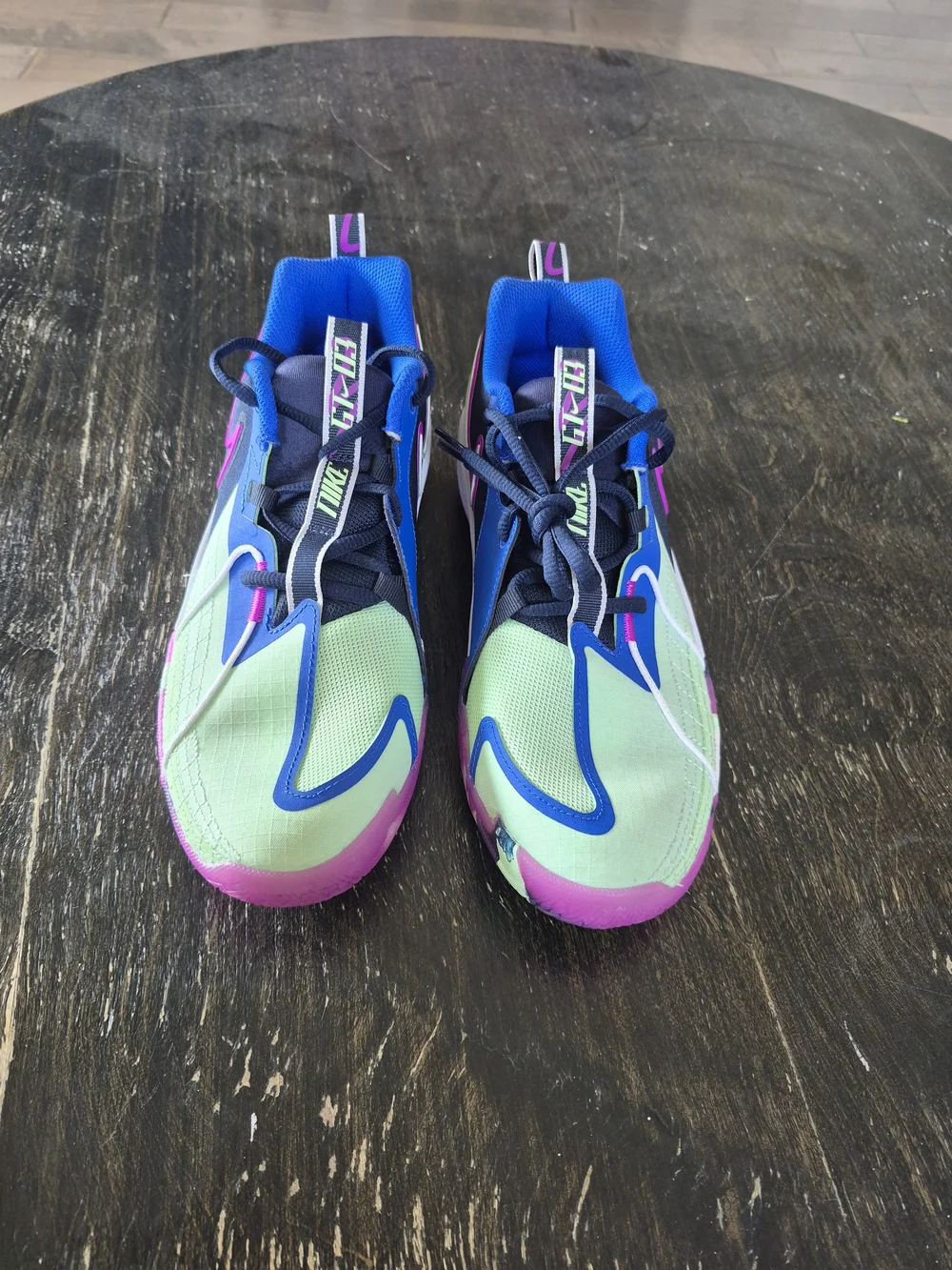 Nike Youth Obsidian Vapor Green/Hyper Royal/Hyper Violet Basketball Shoes